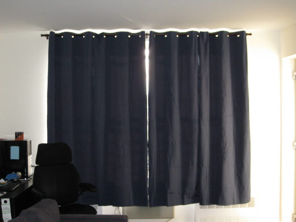 Thick blue curtains